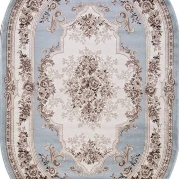 Ковер VALENCIA DELUXE ( ВАЛЕНСИЯ ДЕЛЮКС ) 4015 - L.BLUE-BROWN ( Овал )